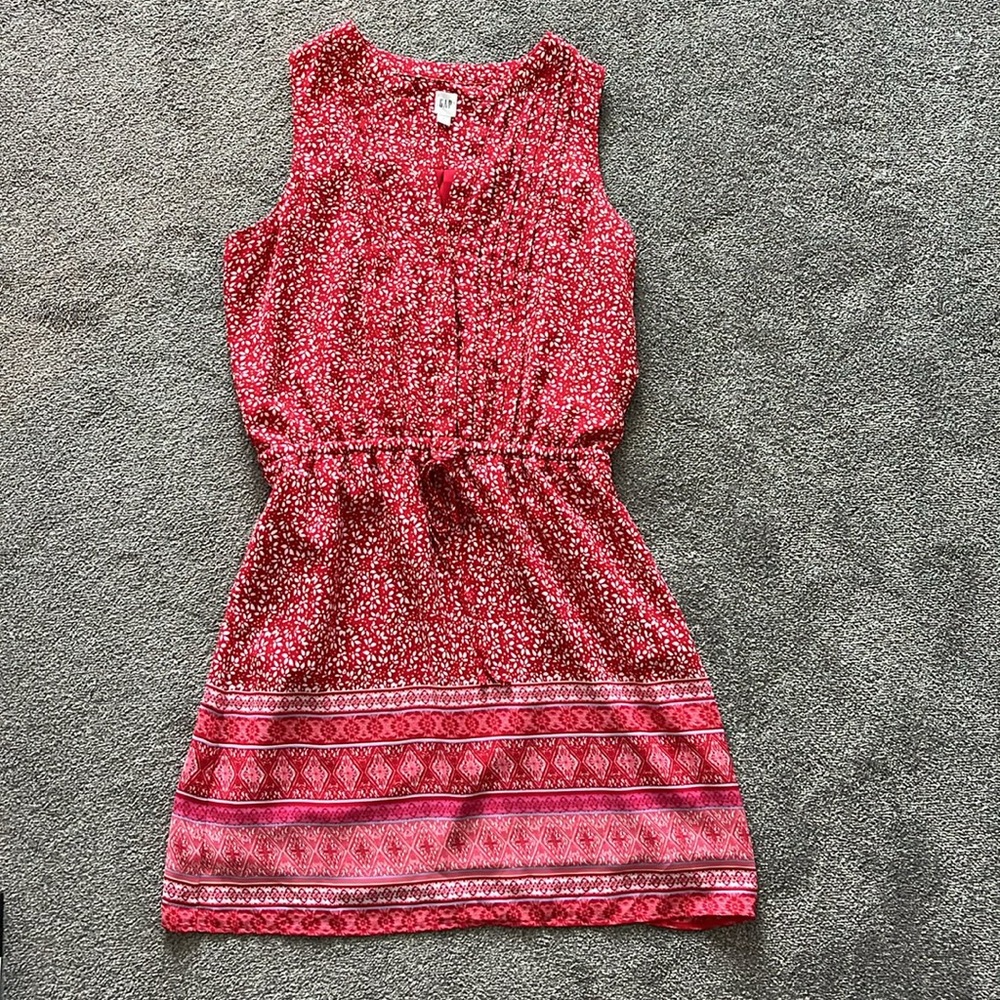 GAP Red Floral Lined Sleeveless Dress